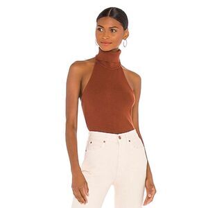 Ronny Kobo Yori Turtleneck Sleeveless Rib Knit Sweater Top Women's Brown Large